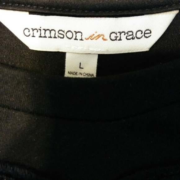 Crimson in Grace Womens Black Embroidered Top - Picture 3 of 8